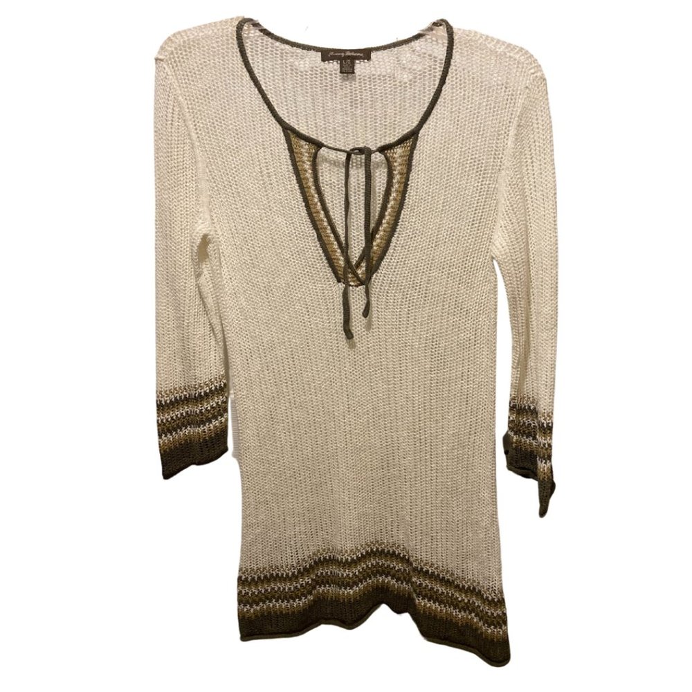 Tommy Bahama 100% linen open knit mini dress sz L